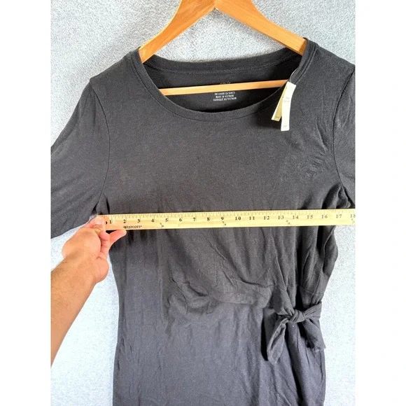 Aerie Sheath Dress Women's Large Black Round Neck Side Tie Long Sleeve Pullover - Picture 5 of 9